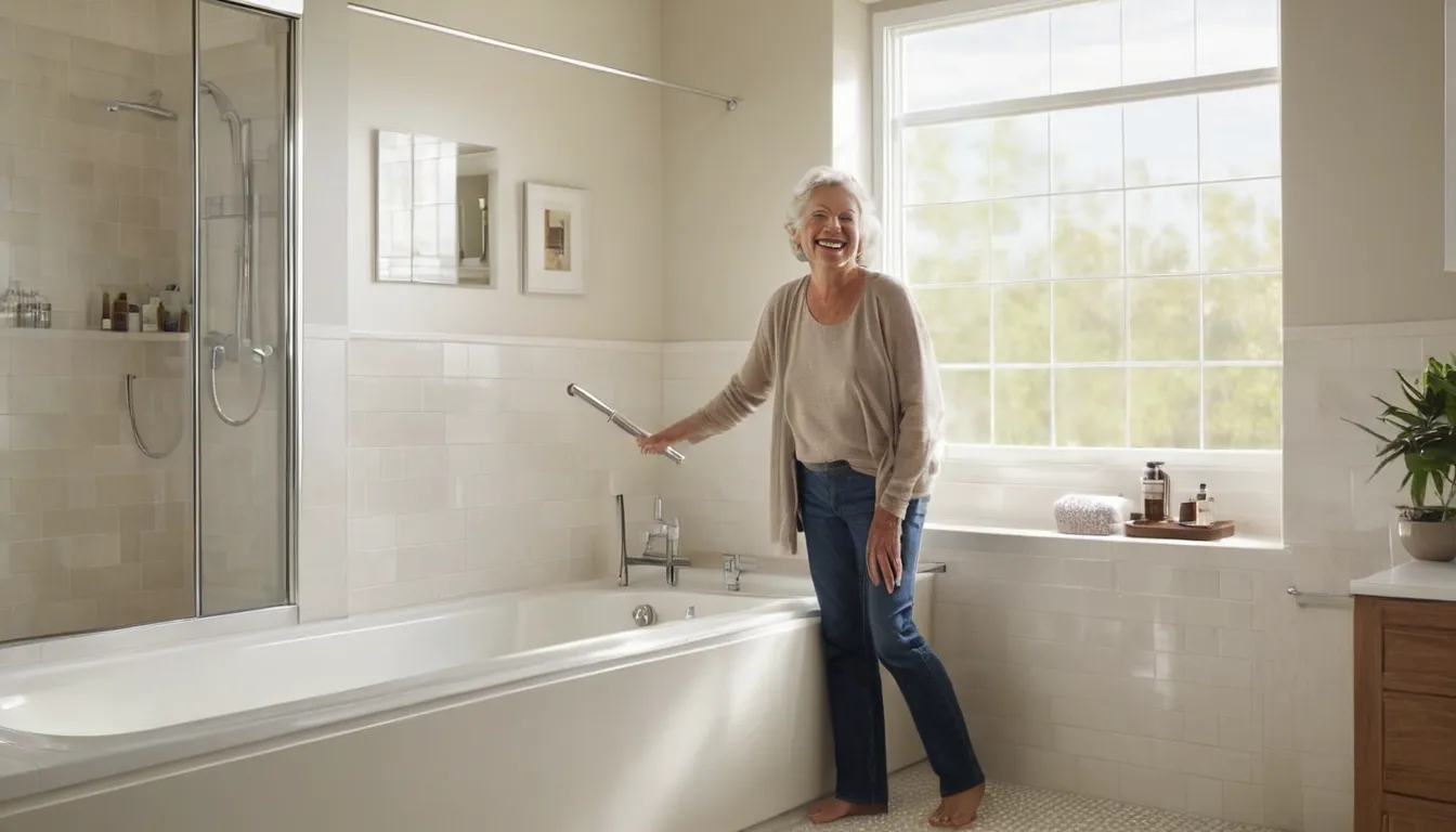 A homeowner in Waukegan looks over a bright, accessible bathroom with a walk-in tub